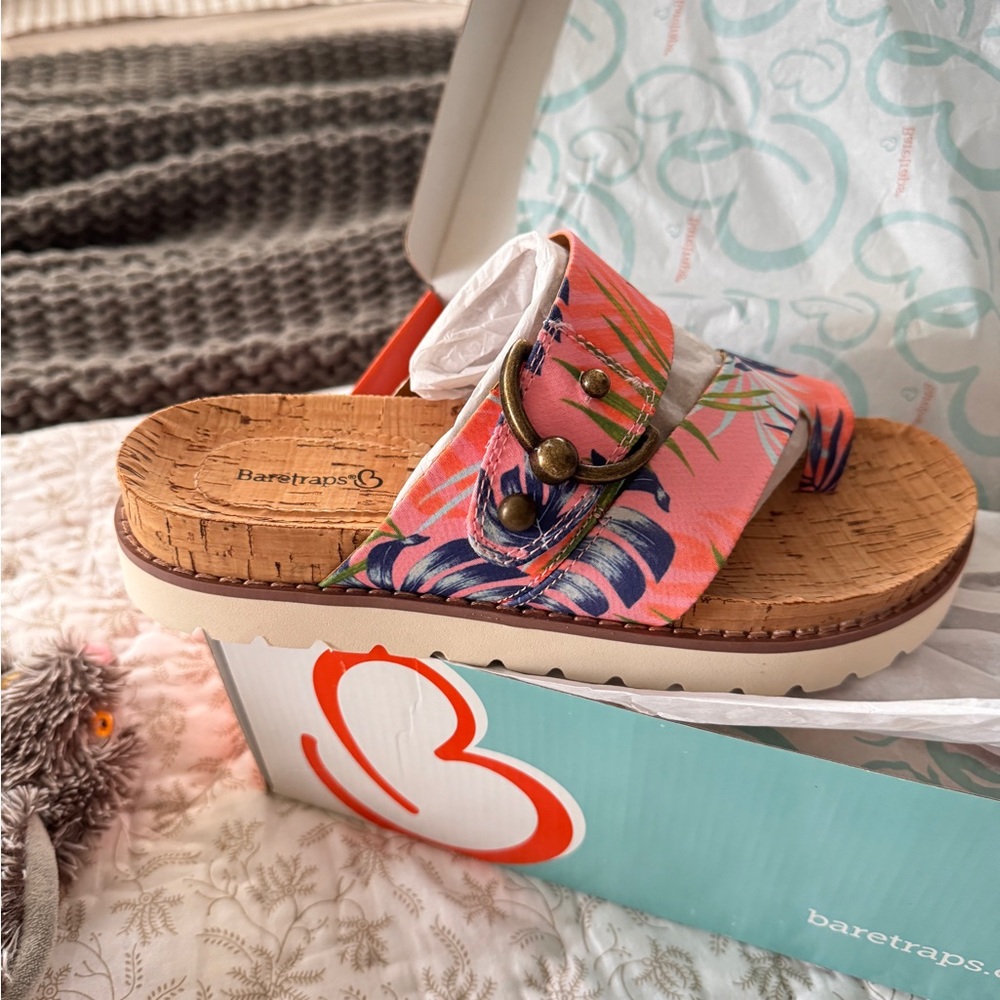 BareTraps Pink and Blue Sandals